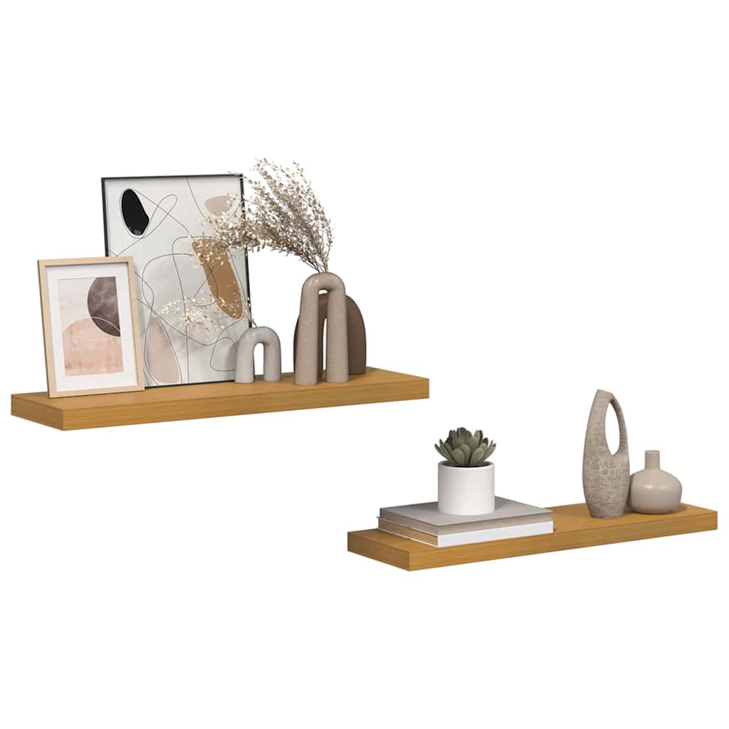 vidaXL Ράφι Τοίχου 2 pcs Μπεζ 80 x 23,5 x 4 εκ Επεξεργασμένο ξύλο
