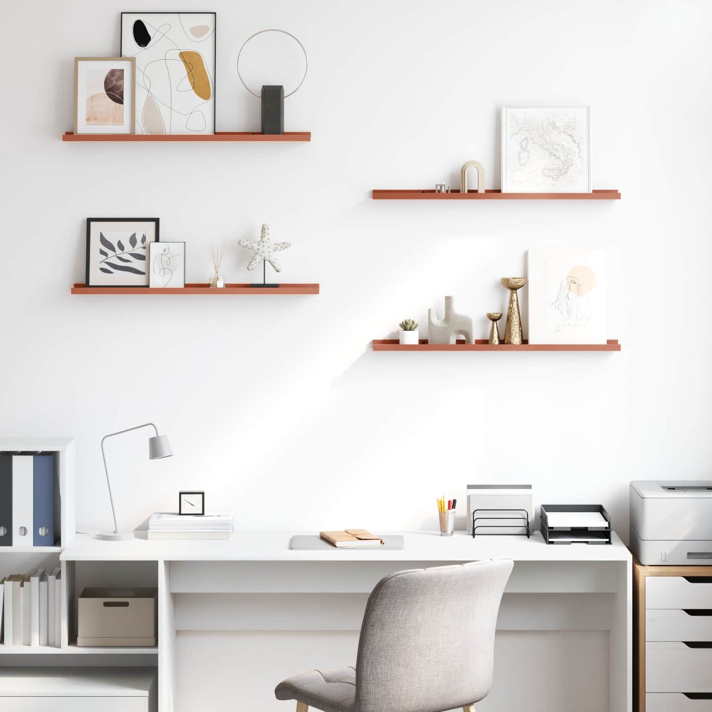 vidaXL Ράφι Τοίχου 4 pcs Κόκκινο 80 x 9 x 3 cm Επεξεργασμένο ξύλο