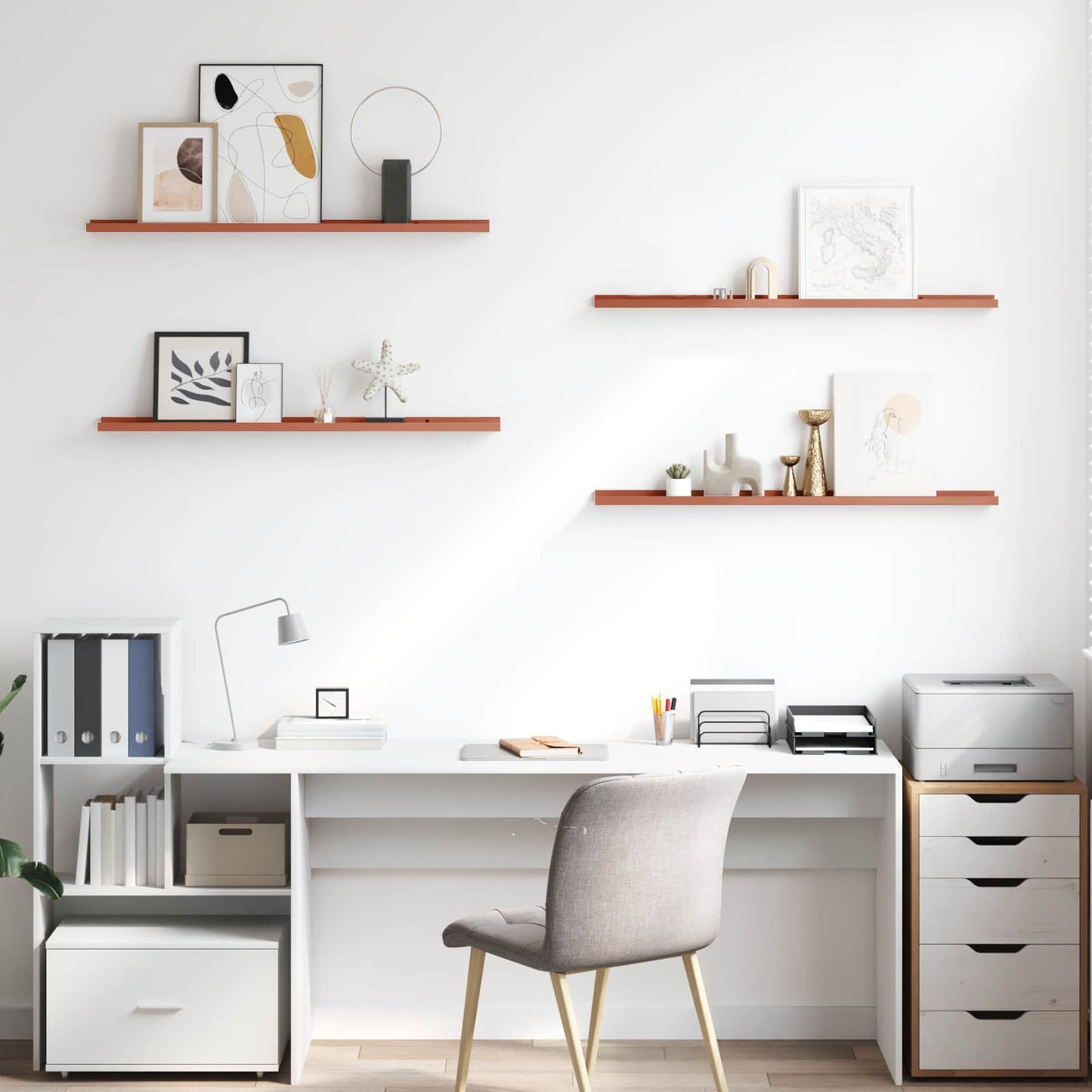 vidaXL Ράφι Τοίχου 4 pcs Κόκκινο 100 x 9 x 3 cm Επεξεργασμένο ξύλο