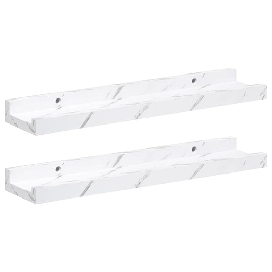vidaXL Ράφι Τοίχου με ράφι Επιτοίχιο 2 pcs Λευκό Μάρμαρο 40 x 9 x 3 cm