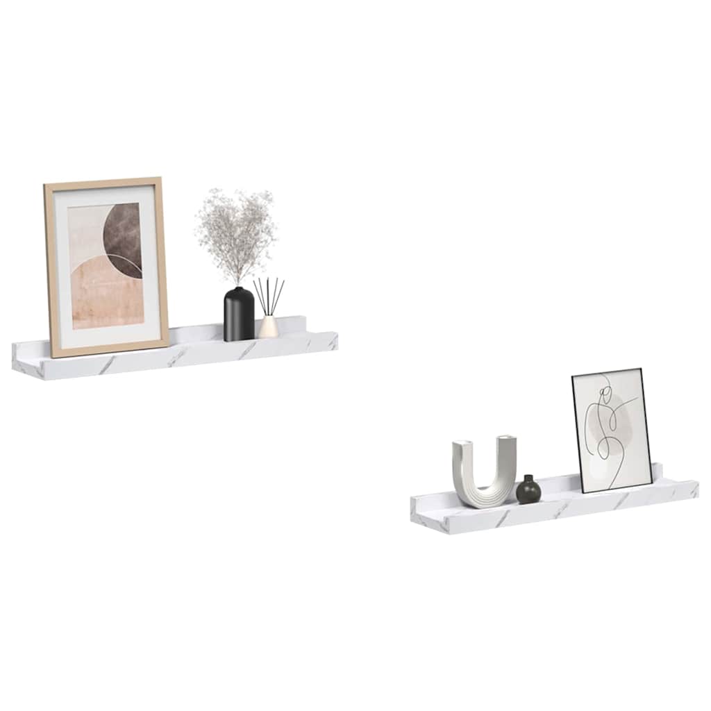 vidaXL Ράφι Τοίχου με ράφι Επιτοίχιο 2 pcs Λευκό Μάρμαρο 40 x 9 x 3 cm
