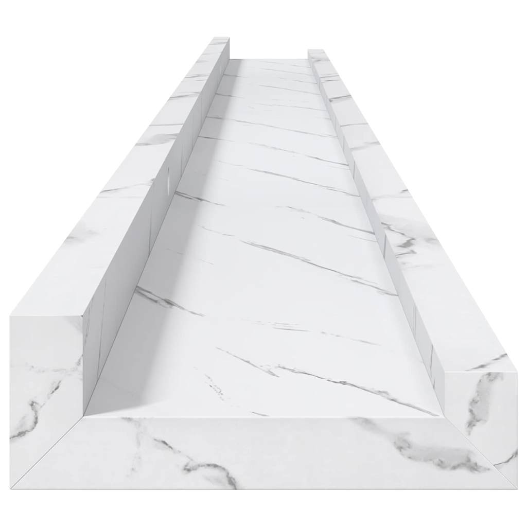 vidaXL Ράφι Τοίχου με ράφι 2 pcs Λευκό Μάρμαρο 115 x 9 x 3 cm