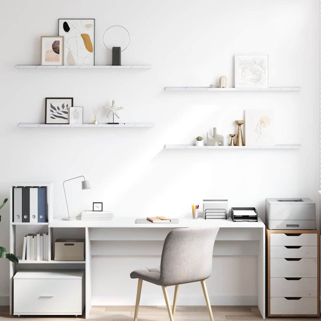 vidaXL Ράφι Τοίχου με ράφι 4 pcs Λευκό Μάρμαρο 115 x 9 x 3 cm