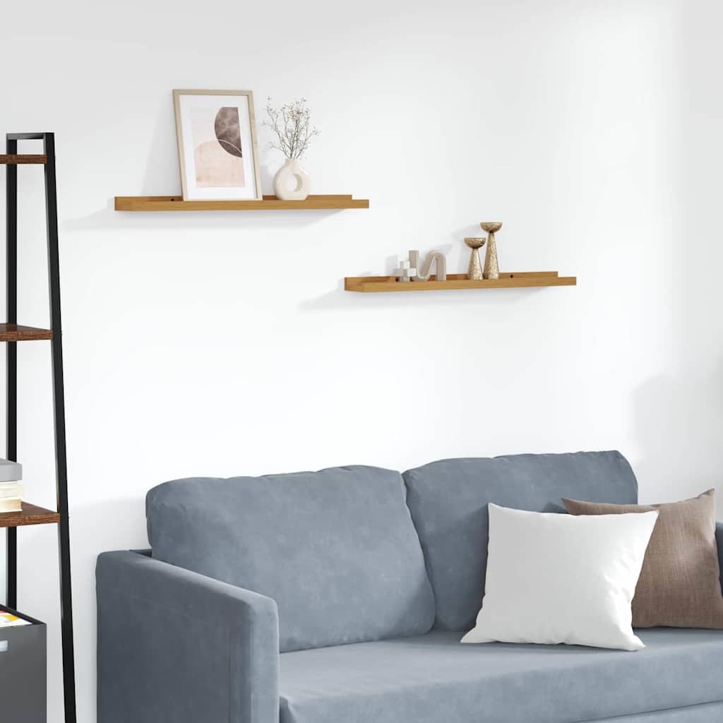 vidaXL Ράφι Τοίχου με ράφι 2 pcs Μπεζ 60 x 9 x 3 cm Επεξεργασμένο ξύλο