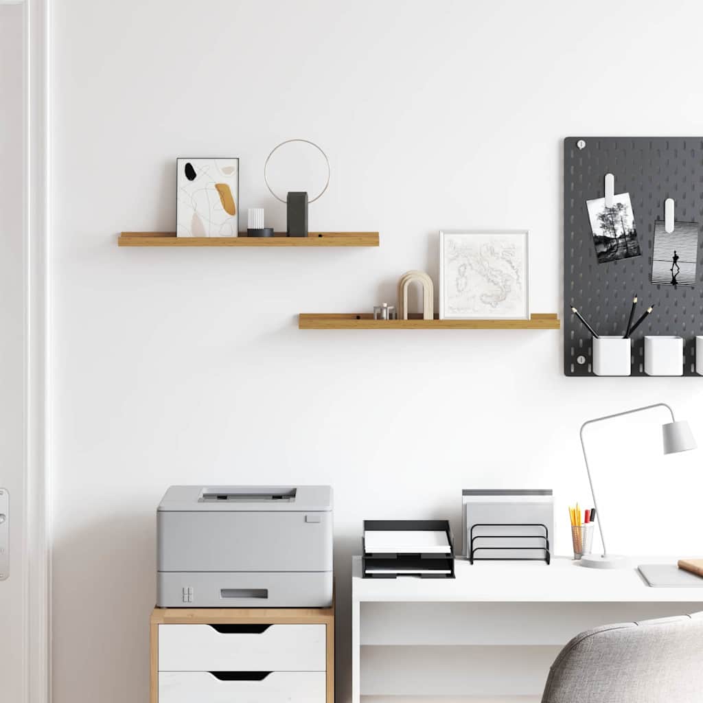 vidaXL Ράφι Τοίχου με ράφι 2 pcs Μπεζ 60 x 9 x 3 cm Επεξεργασμένο ξύλο