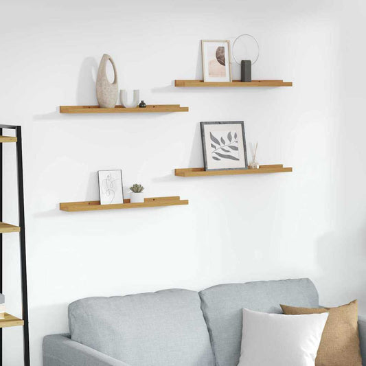 vidaXL Ράφι Τοίχου με ράφι 4 pcs Μπεζ 60 x 9 x 3 cm Επεξεργασμένο ξύλο