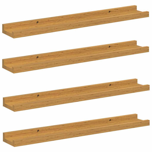 vidaXL Ράφι Τοίχου με ράφι 4 pcs Μπεζ 60 x 9 x 3 cm Επεξεργασμένο ξύλο