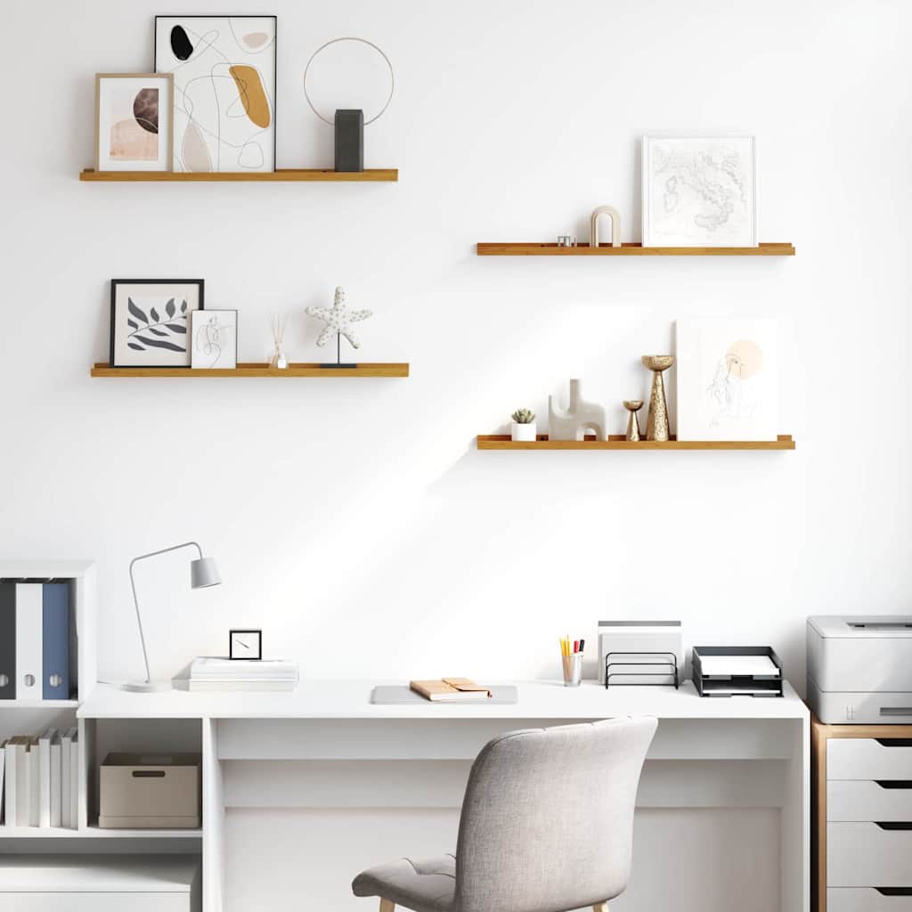 vidaXL Ράφι Τοίχου με ράφι 4 pcs Μπεζ 80 x 9 x 3 cm Επεξεργασμένο ξύλο