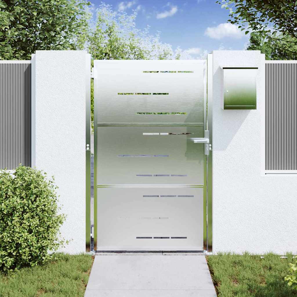 vidaXL Πύλη Κήπου με κλειδαριά Ασημί 85 x 120 εκ. Ανοξείδωτο ατσάλι