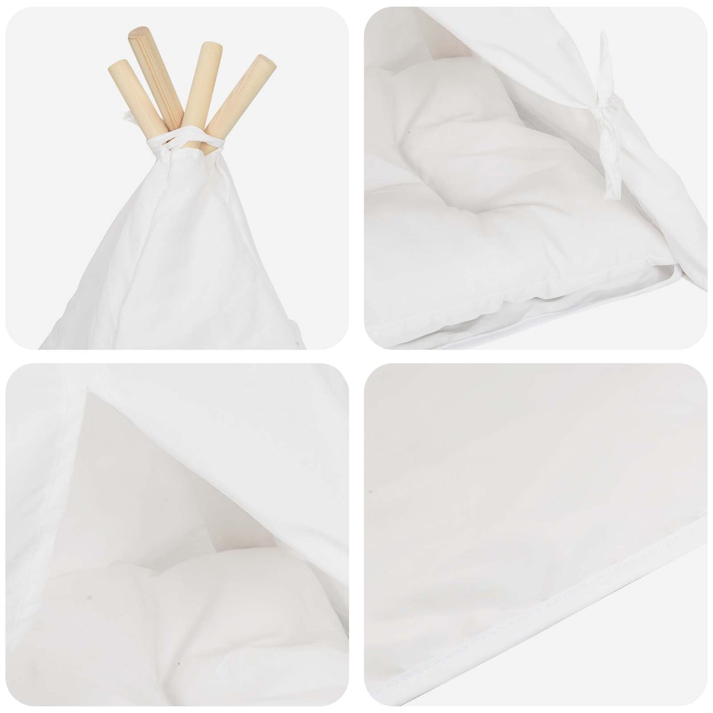 vidaXL Teepee για κατοικίδια με μαξιλάρι Λευκό 40 x 40 x 50 cm