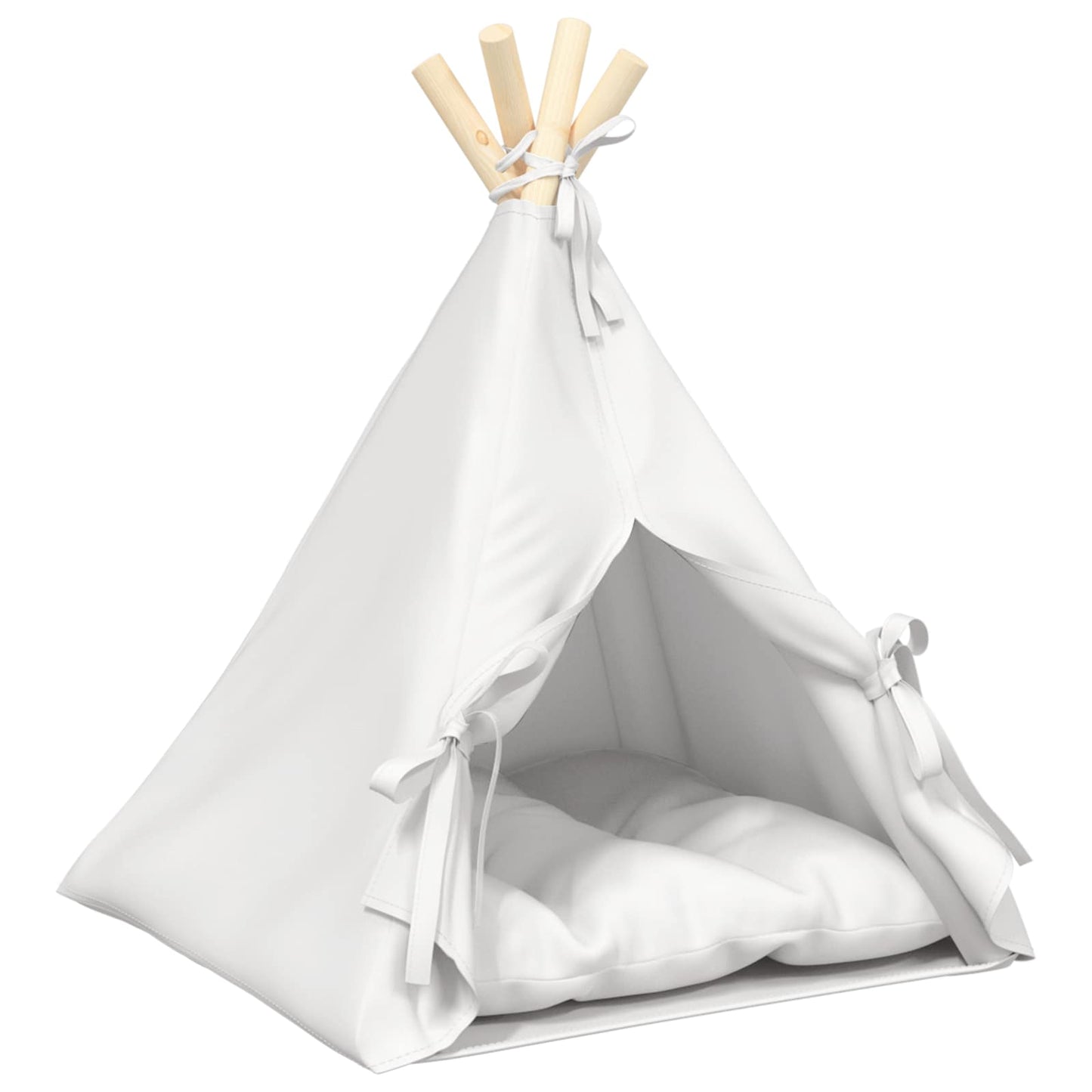 vidaXL Teepee για κατοικίδια με μαξιλάρι Λευκό 40 x 40 x 50 cm