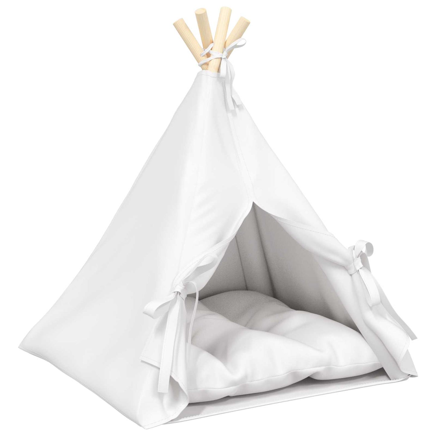 vidaXL Teepee για κατοικίδια με μαξιλάρι Λευκό 50 x 50 x 60 cm