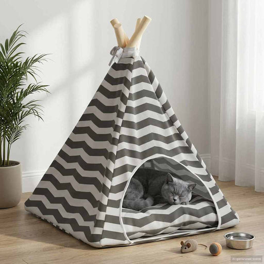 vidaXL Teepee για κατοικίδια με μαξιλάρι 40 x 40 x 50 cm Πολυεστέρας