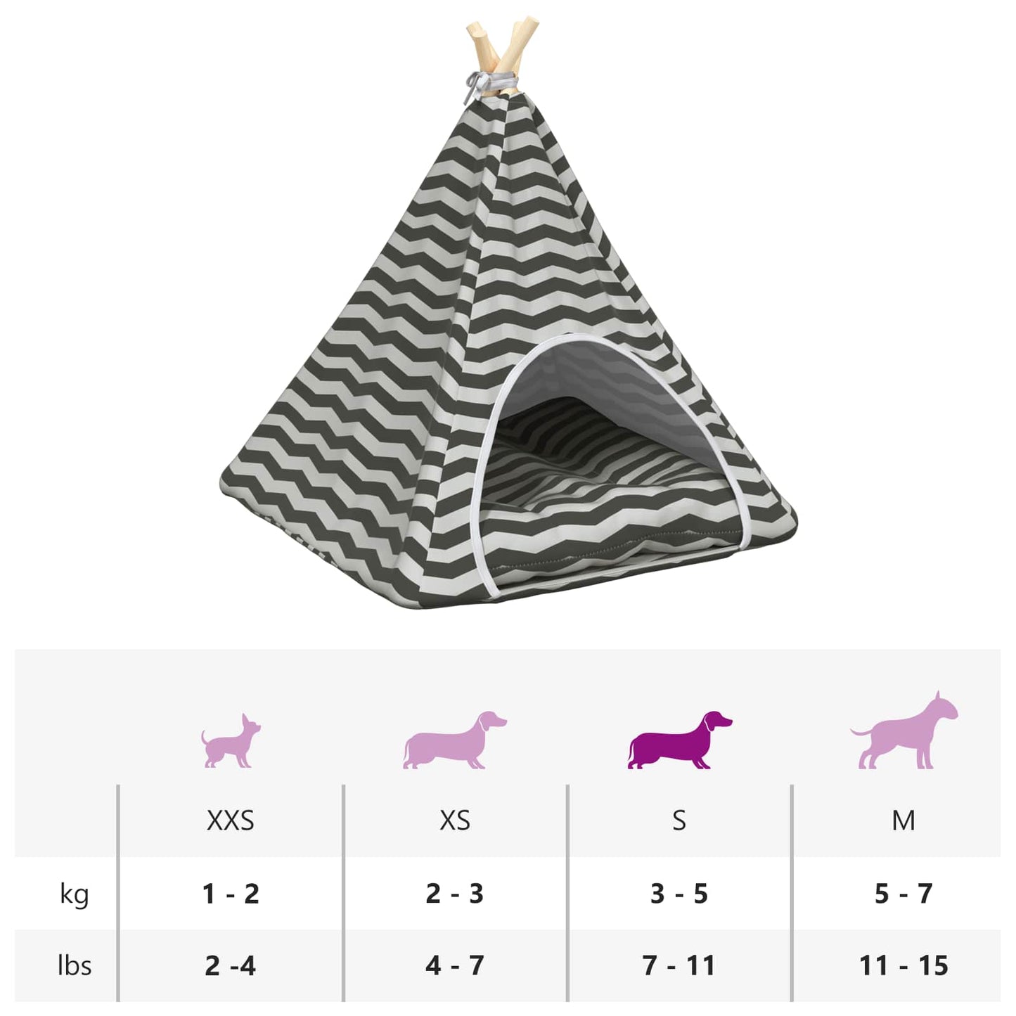 vidaXL Teepee για κατοικίδια με μαξιλάρι 60 x 60 x 70 cm Πολυεστέρας