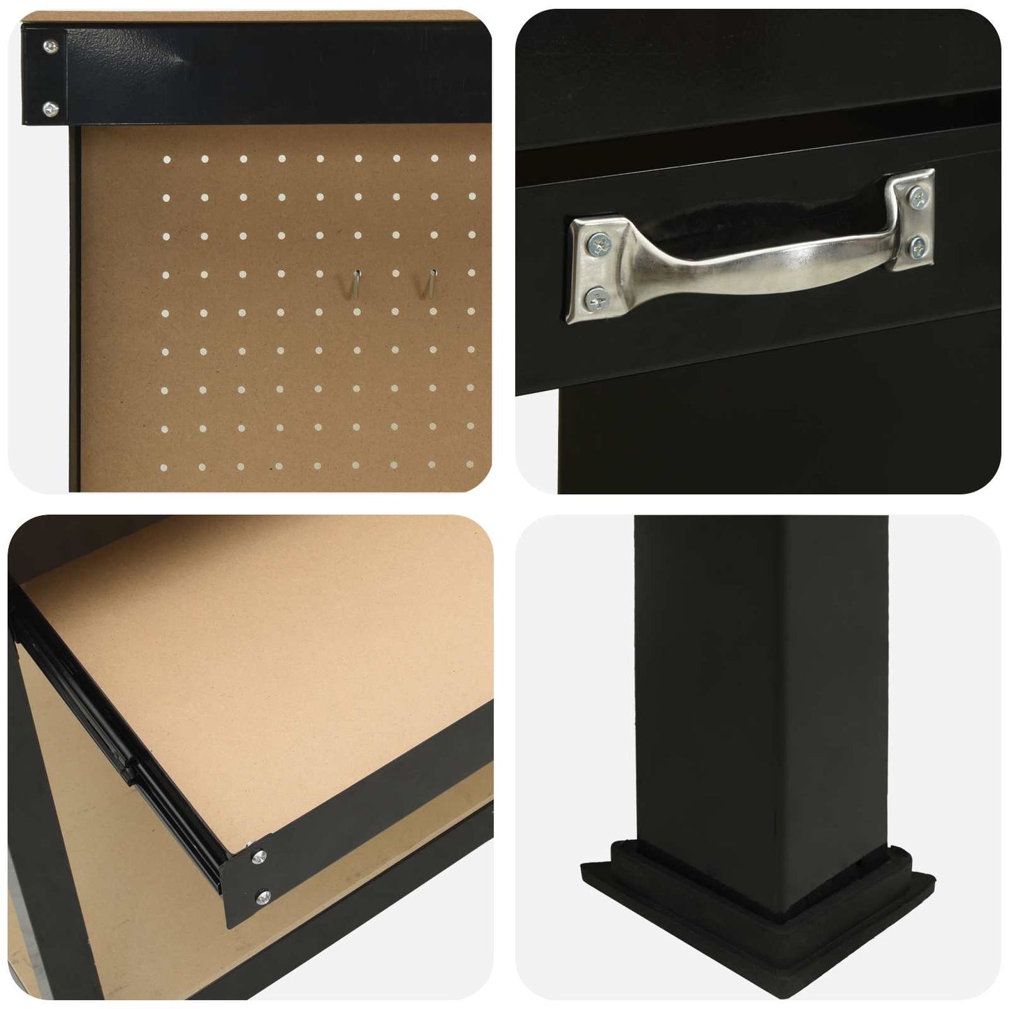 vidaXL Εργασιακά Παγκάκια Μαύρο 81 x 41 x 145 εκ. Επεξεργασμένο ξύλο