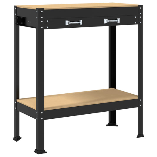 vidaXL Εργασιακά Παγκάκια Μαύρο 81 x 41 x 145 εκ. Επεξεργασμένο ξύλο