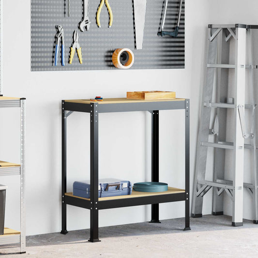 vidaXL Εργασιακά Παγκάκια Μαύρο 81 x 41 x 145 εκ. Επεξεργασμένο ξύλο