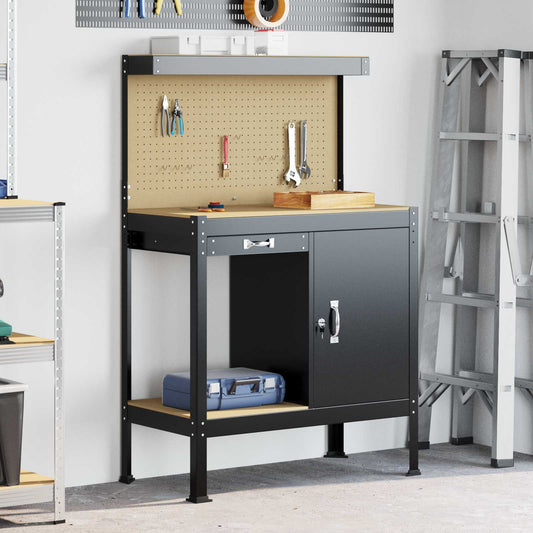 vidaXL Εργασιακά Παγκάκια Μαύρο 81 x 41 x 145 εκ. Επεξεργασμένο ξύλο