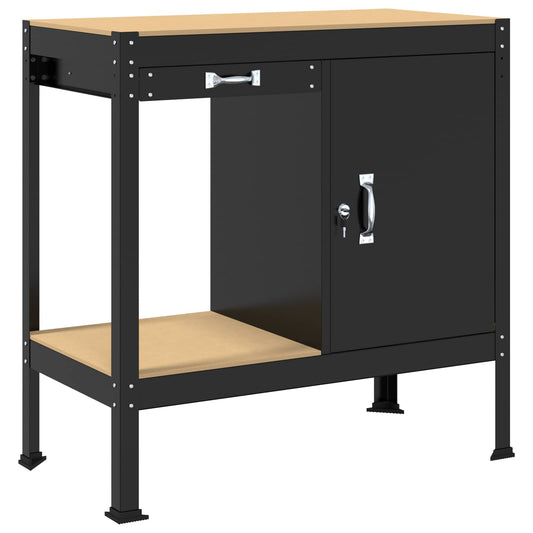 vidaXL Εργασιακά Παγκάκια Μαύρο 81 x 41 x 145 εκ. Επεξεργασμένο ξύλο