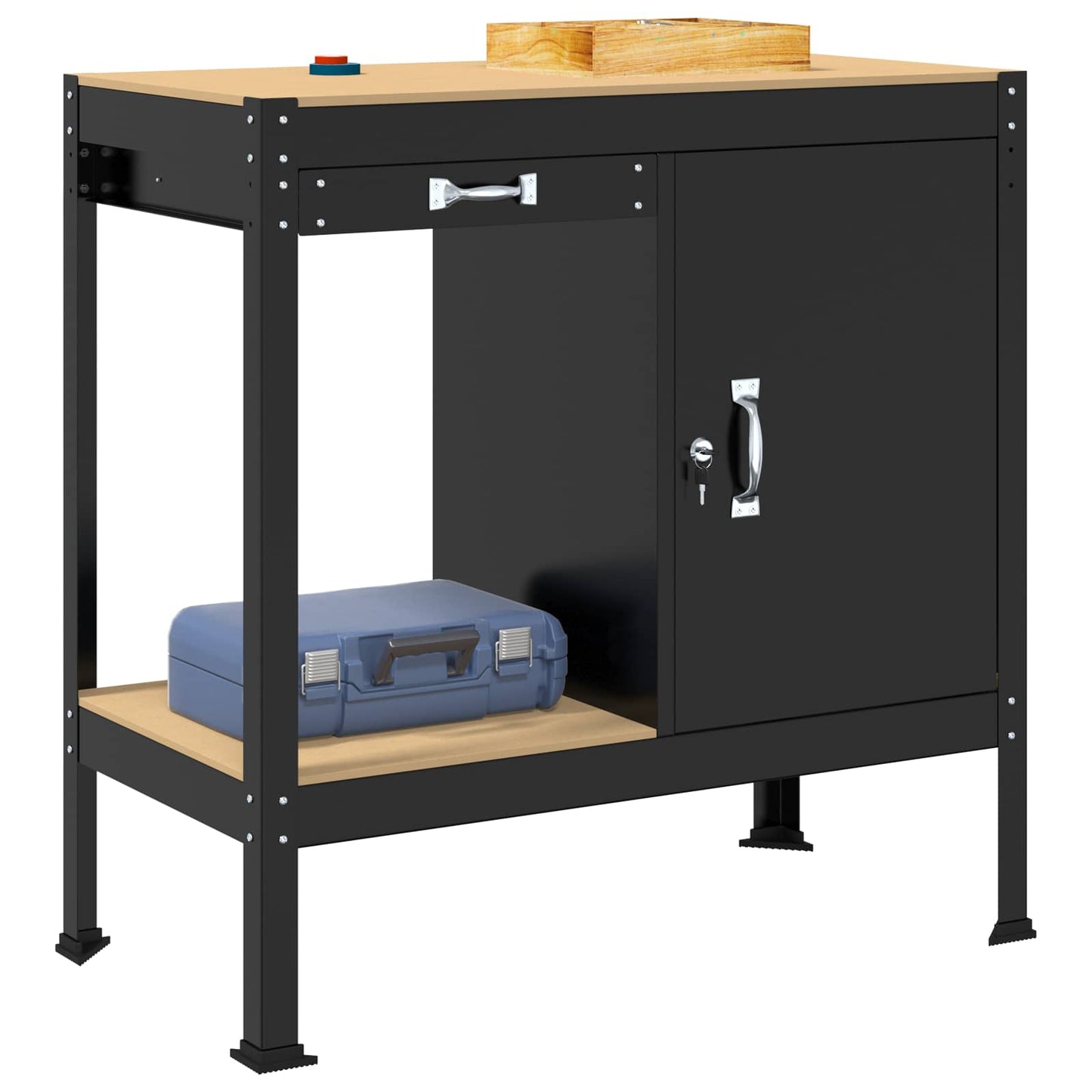 vidaXL Εργασιακά Παγκάκια Μαύρο 81 x 41 x 145 εκ. Επεξεργασμένο ξύλο