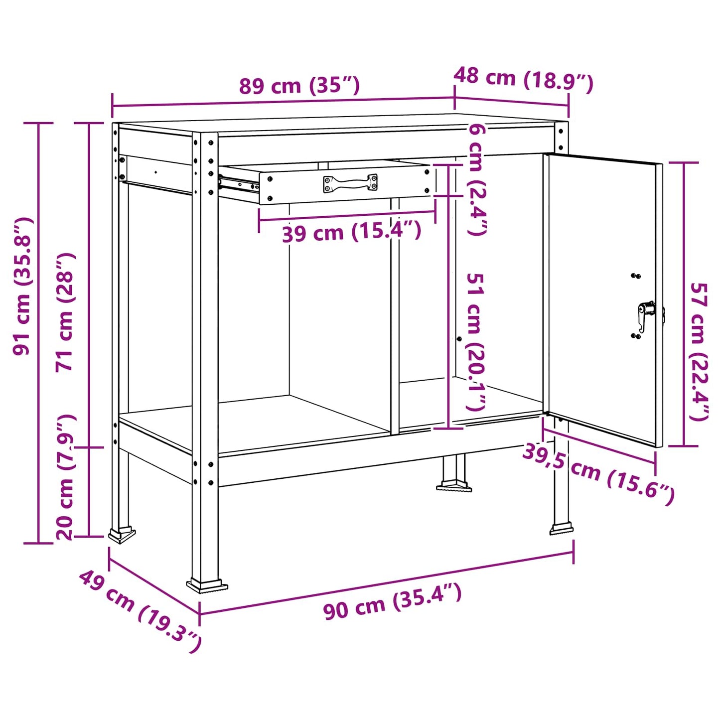 vidaXL Εργασιακά Παγκάκια Μαύρο 81 x 41 x 145 εκ. Επεξεργασμένο ξύλο