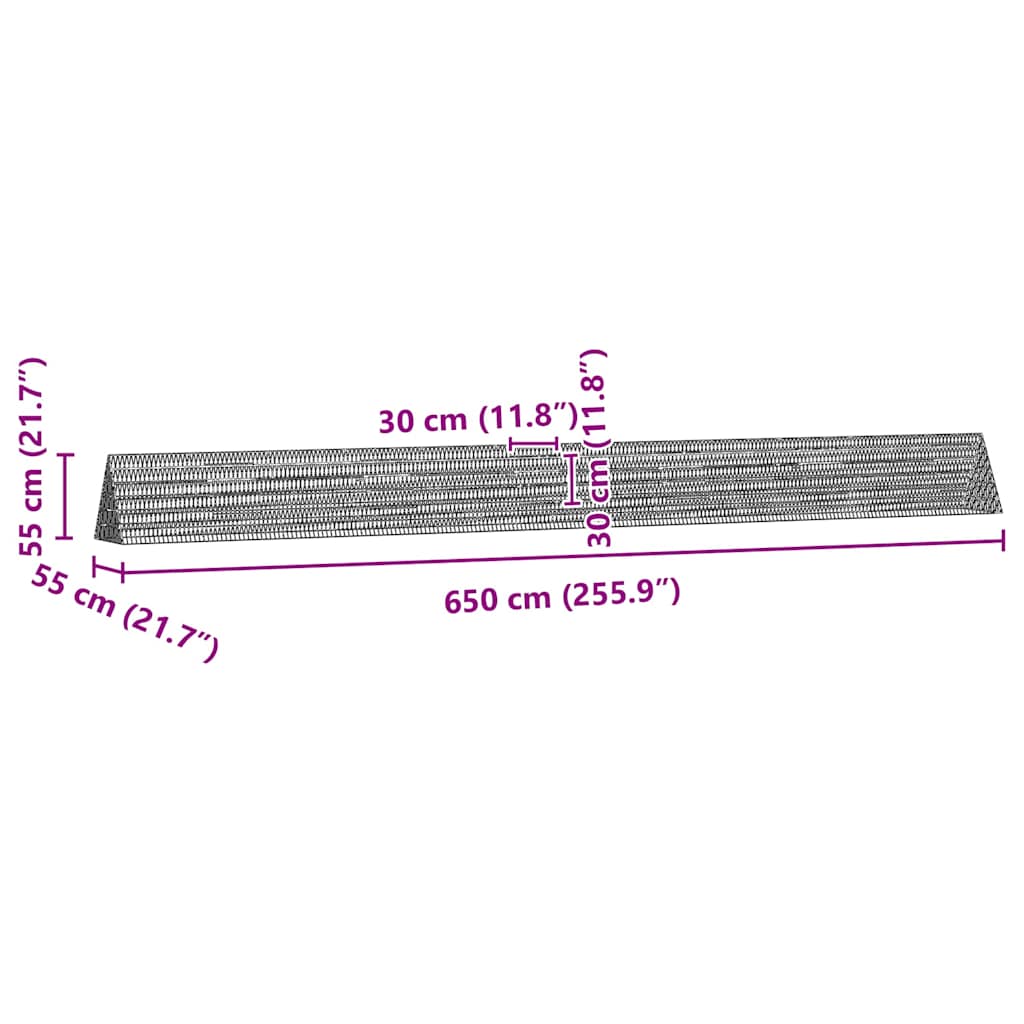 vidaXL Κλουβί Κουνελιού Ασημί 650 x 55 x 55 εκ Επικαλυμμένος Χάλυβας
