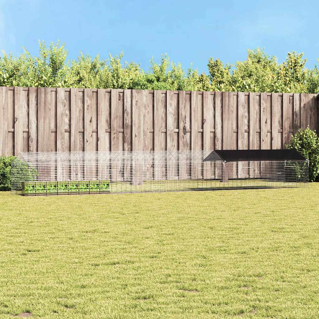 vidaXL Κλουβί Κουνελιού Ασημί 400 x 78 x 78 εκ. Επικαλυμμένος Χάλυβας