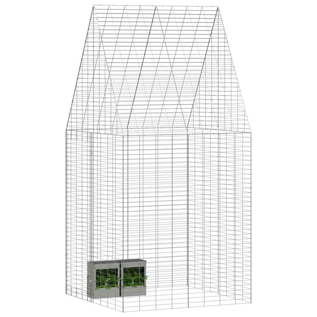vidaXL Κλουβί Κουνελιού Ασημί 100 x 100 x 210 εκ.