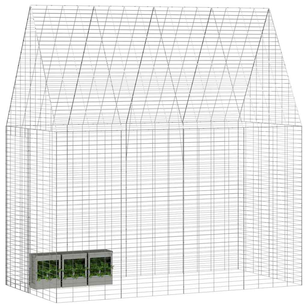 vidaXL Κλουβί Κουνελιού Ασημί 200 x 100 x 210 εκ.