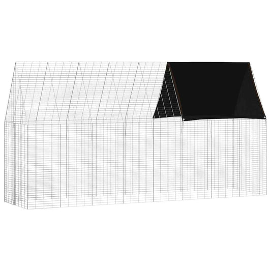 vidaXL Κλουβί Κουνελιού Ασημί 400 x 100 x 210 εκ.