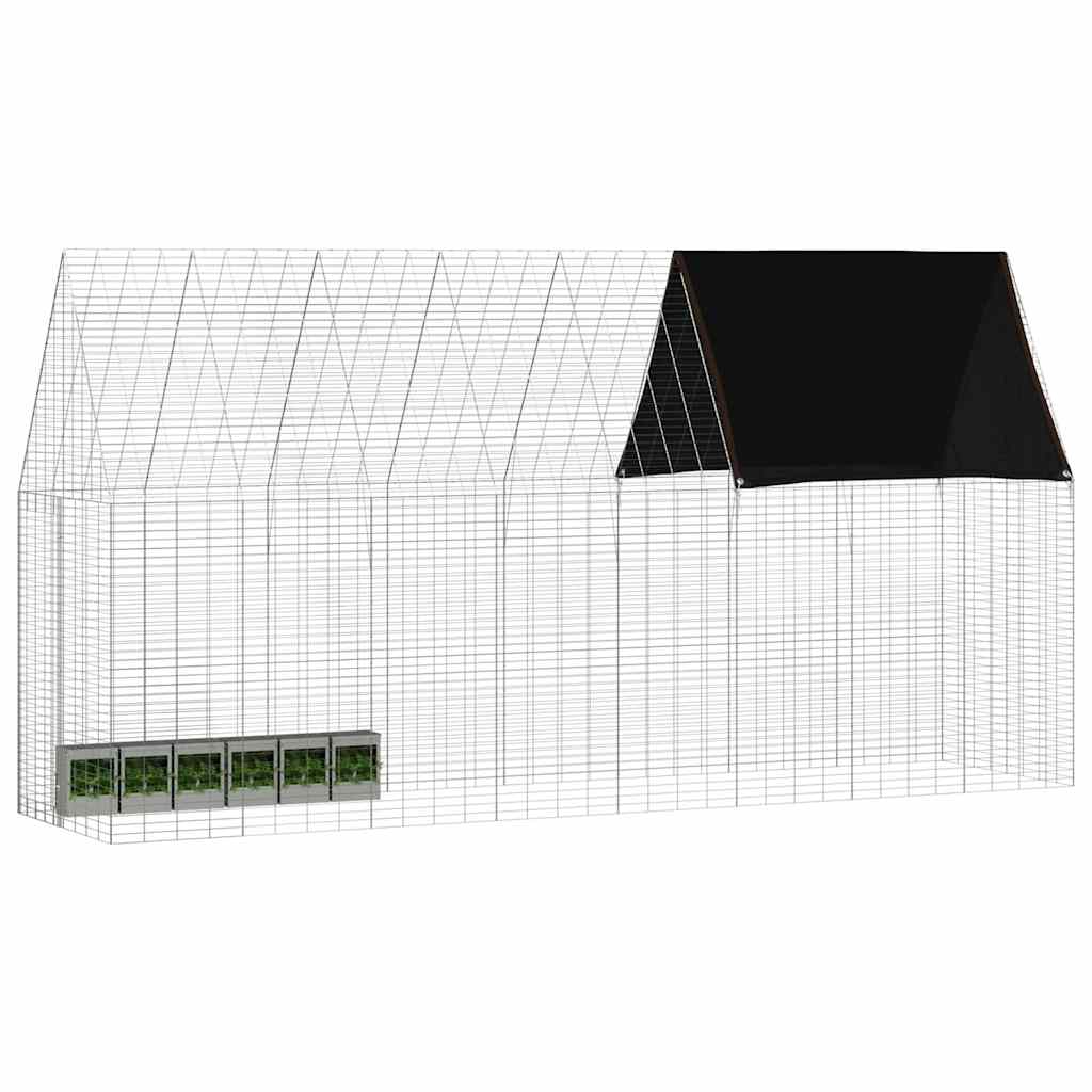 vidaXL Κλουβί Κουνελιού Ασημί 400 x 100 x 210 εκ.