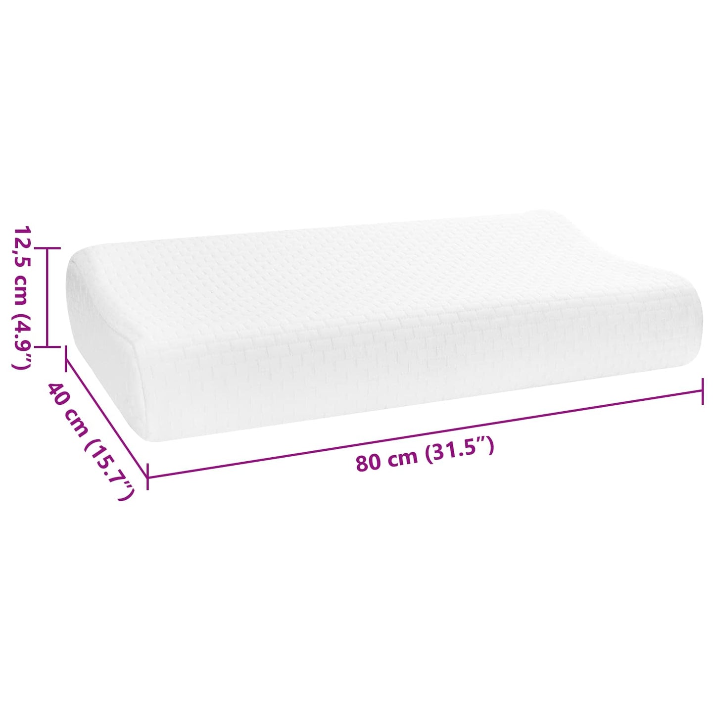 vidaXL Μαξιλάρι Ύπνου 80 x 40 x 12,5 εκ Μεσαίο Αφρός Μνήμης Λευκό