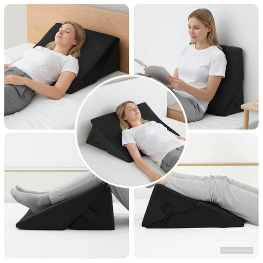 vidaXL Μαξιλάρι Γωνίας Μαύρο 55 x 55 x 26 εκ. Αφρός Μνήμης