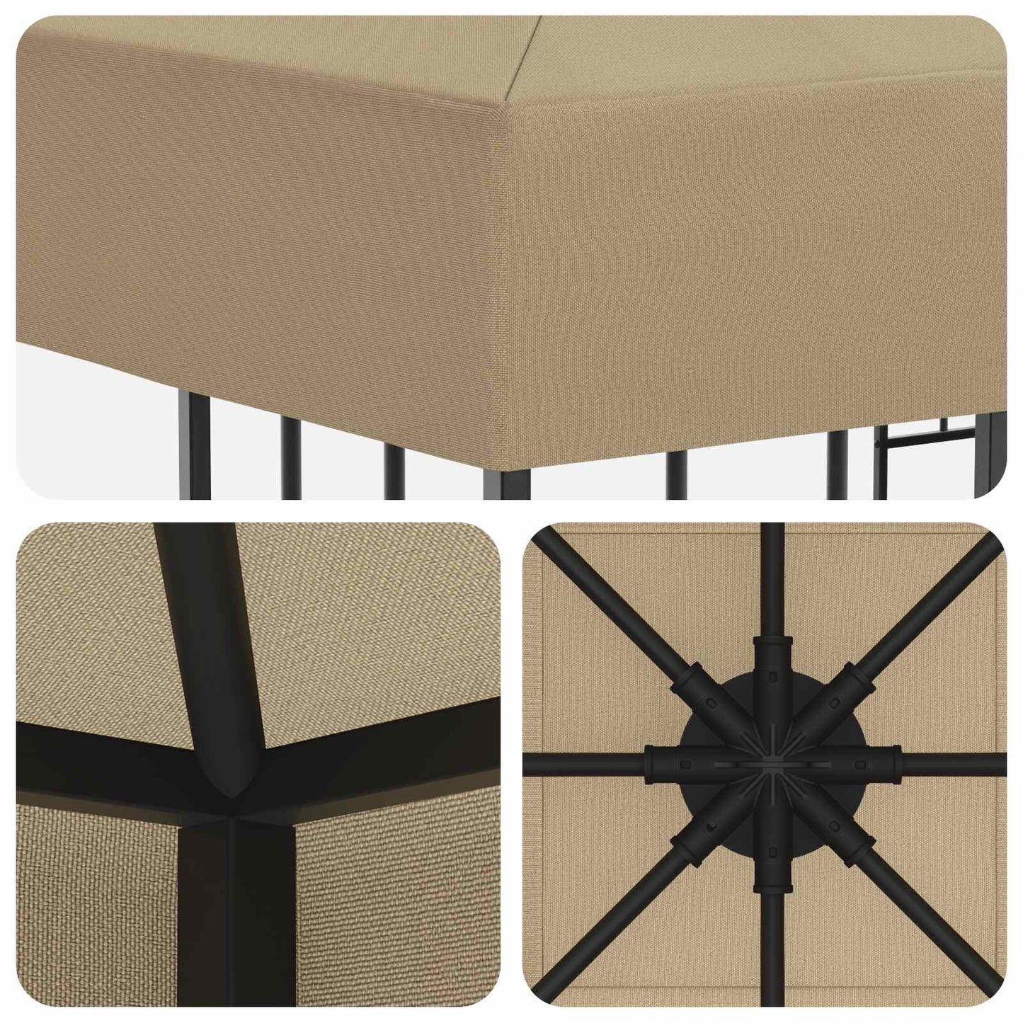 vidaXL Κιόσκι 3 x 3 m Μπεζ Πολυεστέρας και Χάλυβας 190 gsm