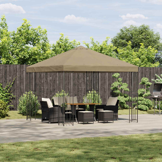 vidaXL Κιόσκι 3 x 3 m Μπεζ Πολυεστέρας και Χάλυβας 190 gsm