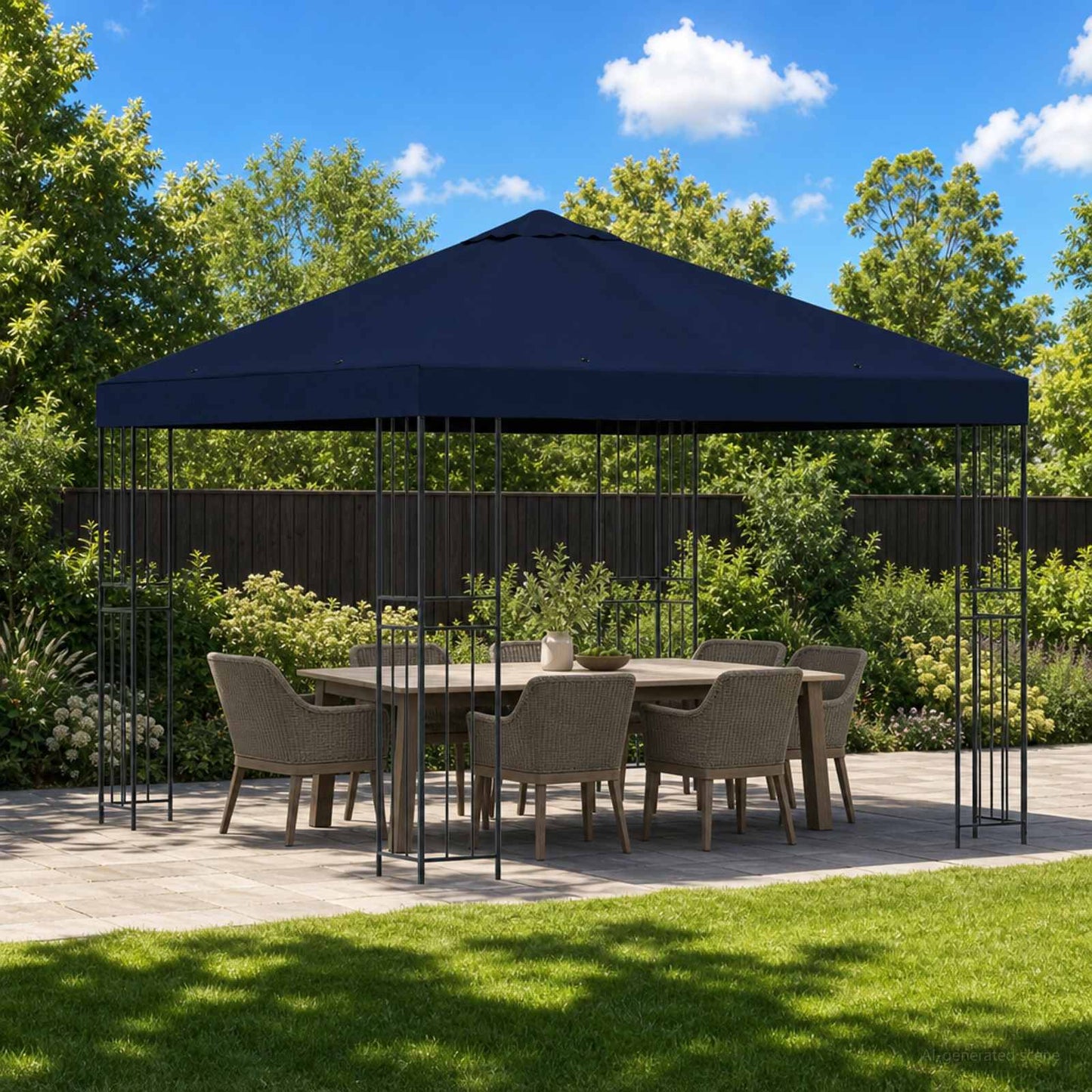vidaXL Κιόσκι 3 x 3 m Μπλε Πολυεστέρας και Χάλυβας 190 gsm