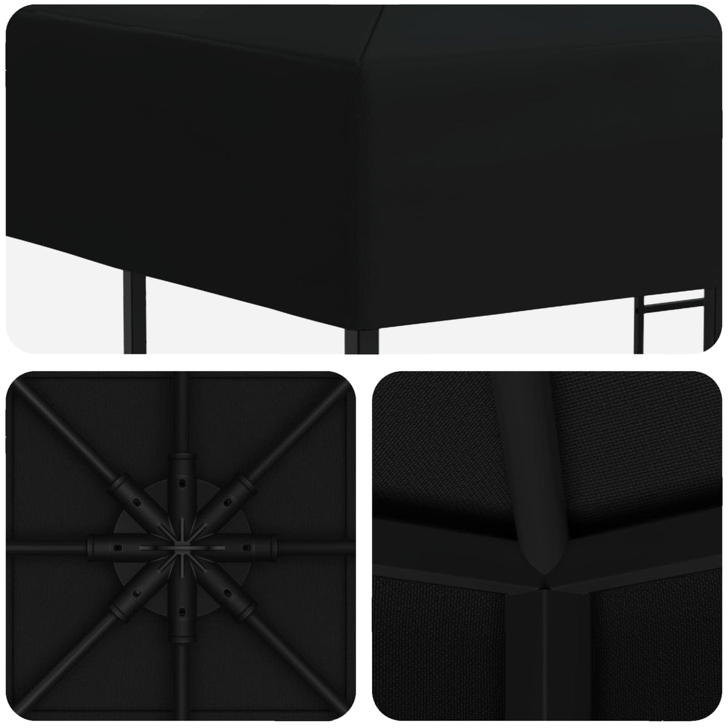 vidaXL Κιόσκι 3 x 3 m Μαύρο Πολυεστέρας και Χάλυβας 190 gsm