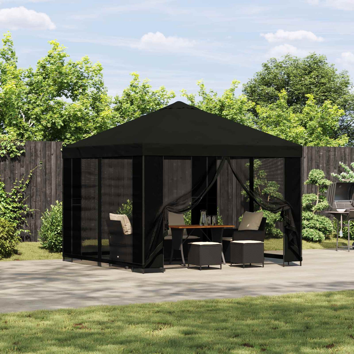 vidaXL Κιόσκι 3 x 3 m Μαύρο Πολυεστέρας και Χάλυβας 190 gsm