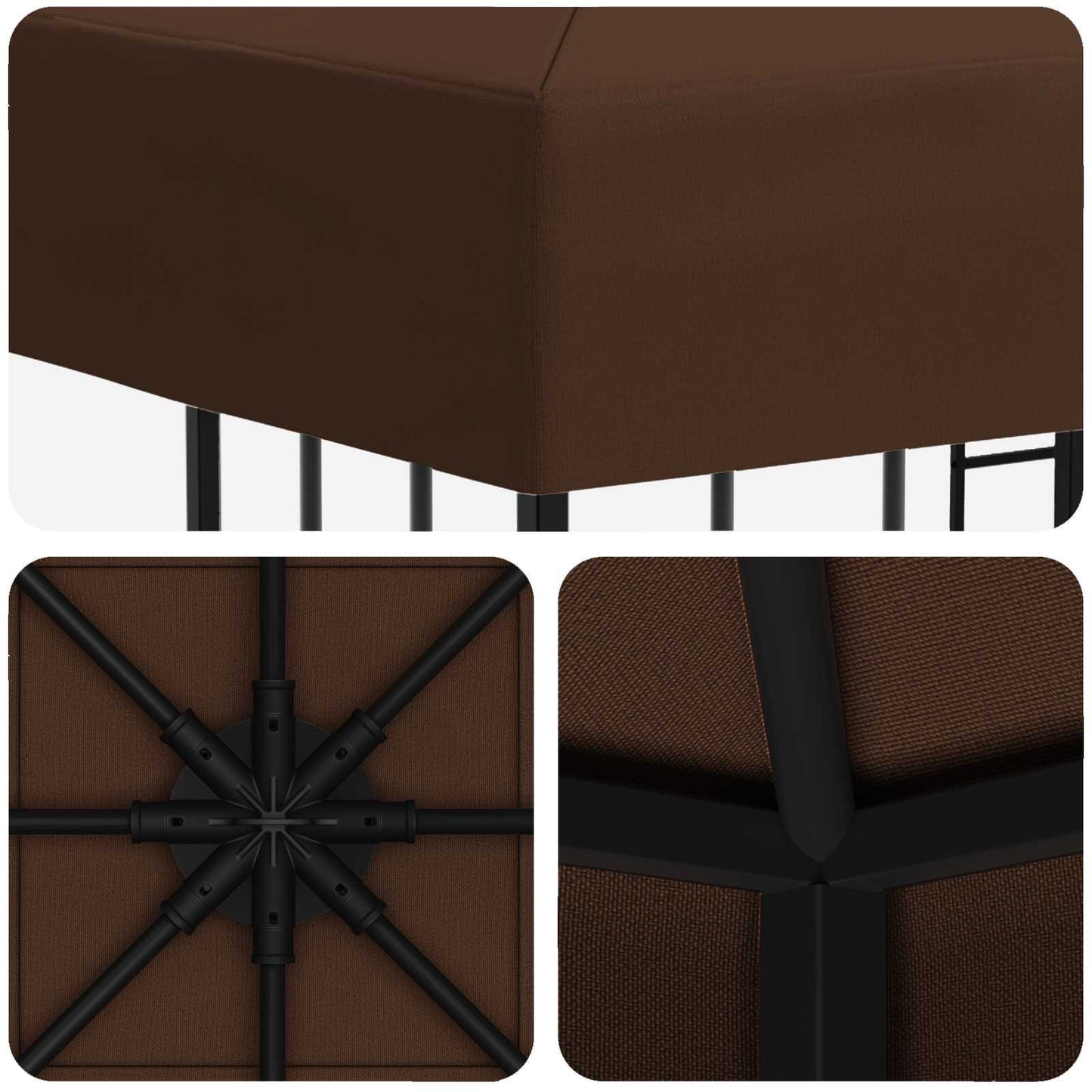 vidaXL Κιόσκι 3 x 3 m Καφέ Πολυεστέρας και Χάλυβας 190 gsm