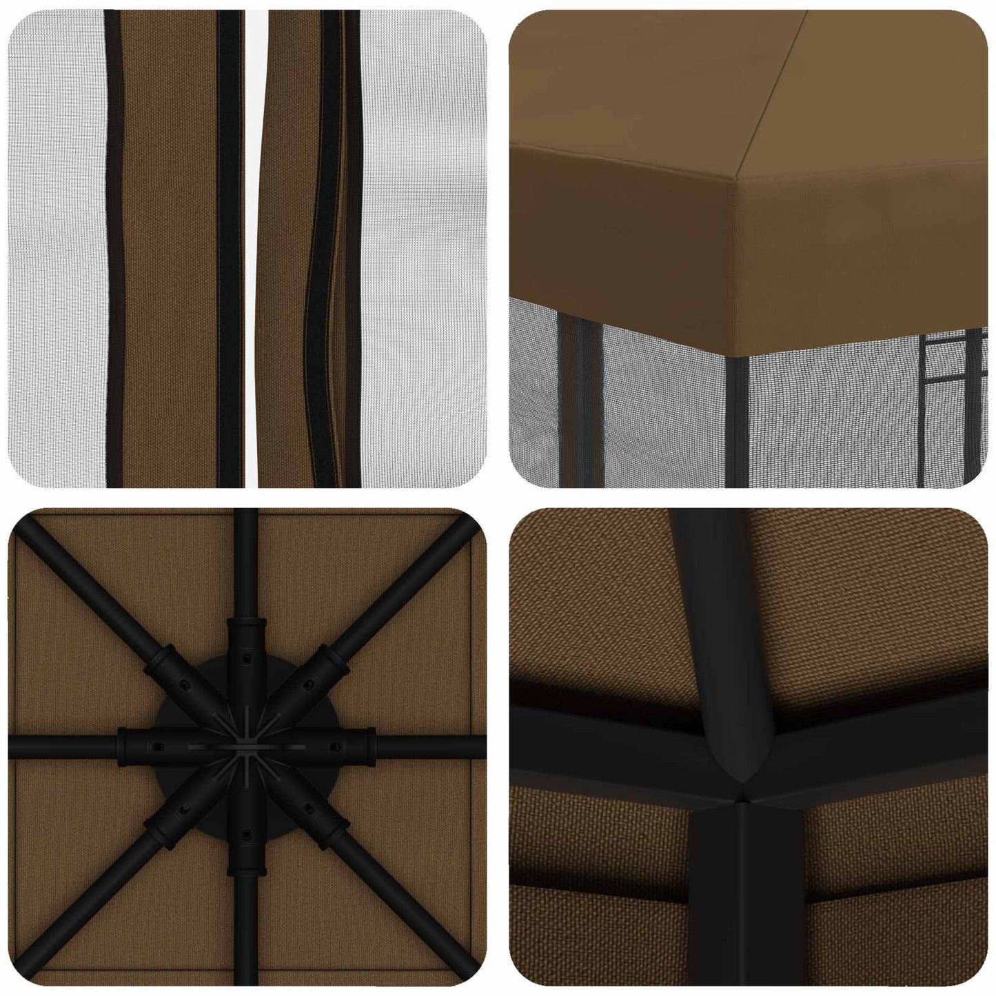 vidaXL Κήπος Γκαζebo με Πλευρικά Τοίχους 3 x 3 m Taupe