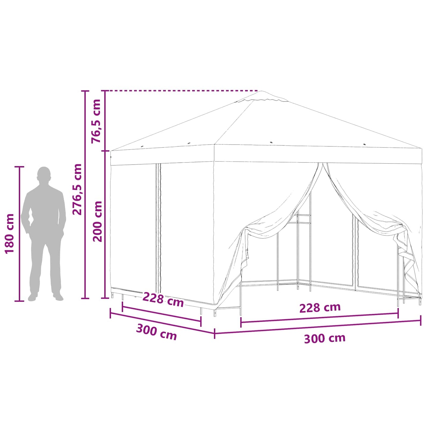 vidaXL Κήπος Γκαζebo με Πλευρικά Τοίχους 3 x 3 m Καφέ