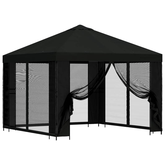 vidaXL Κήπος Γκαζebo με Πλευρικά Τοίχους 3 x 3 m Μαύρο