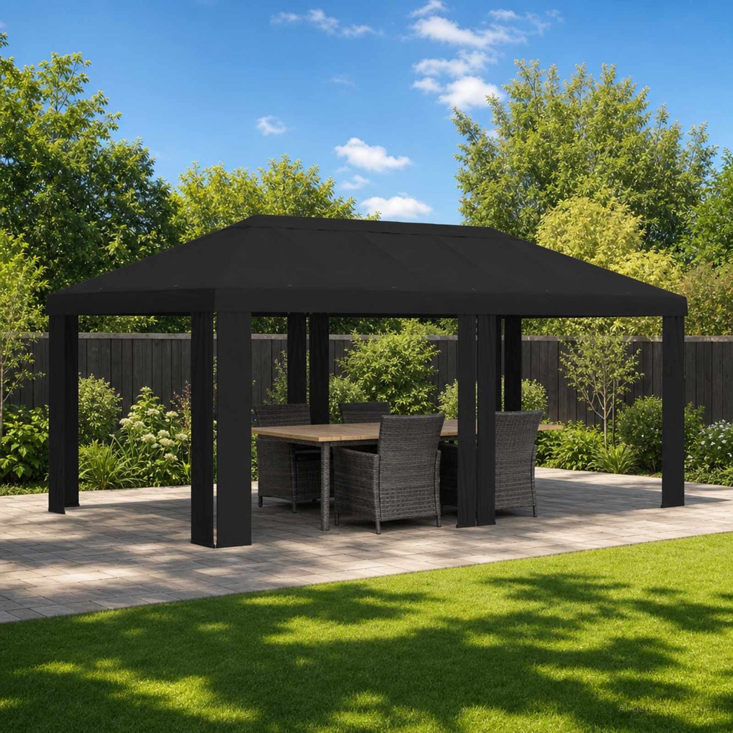 vidaXL Κάλυμμα Γκαζebo 6 x 3 m Μαύρο Πολυεστέρας 190 gsm