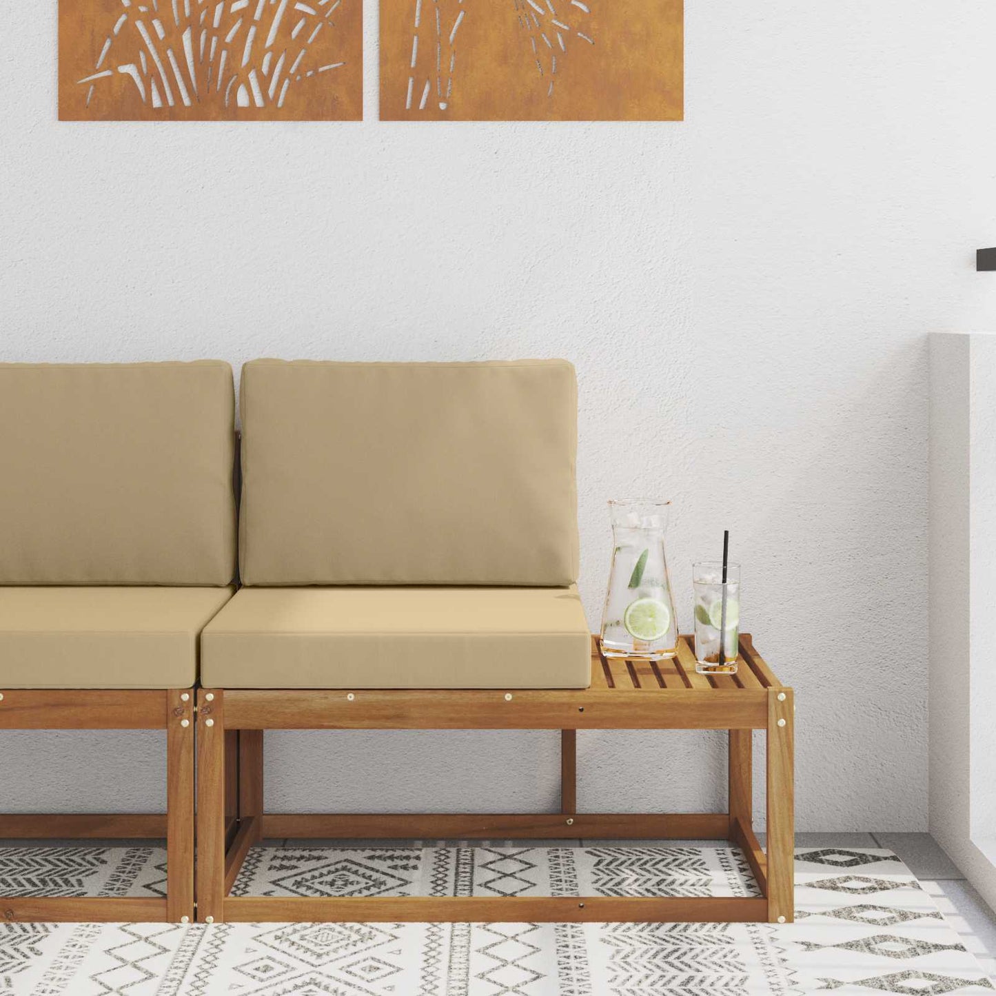 vidaXL Εξωτερικός τμηματικός καναπές Φυσικό 91 x 63 x 73 εκ