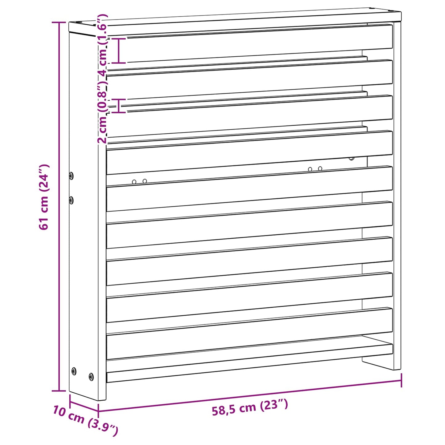 vidaXL Μπάρες 2 τμχ. Καφέ 58.5 x 10 x 61 εκ. Στερεό Ξύλο Ακακίας