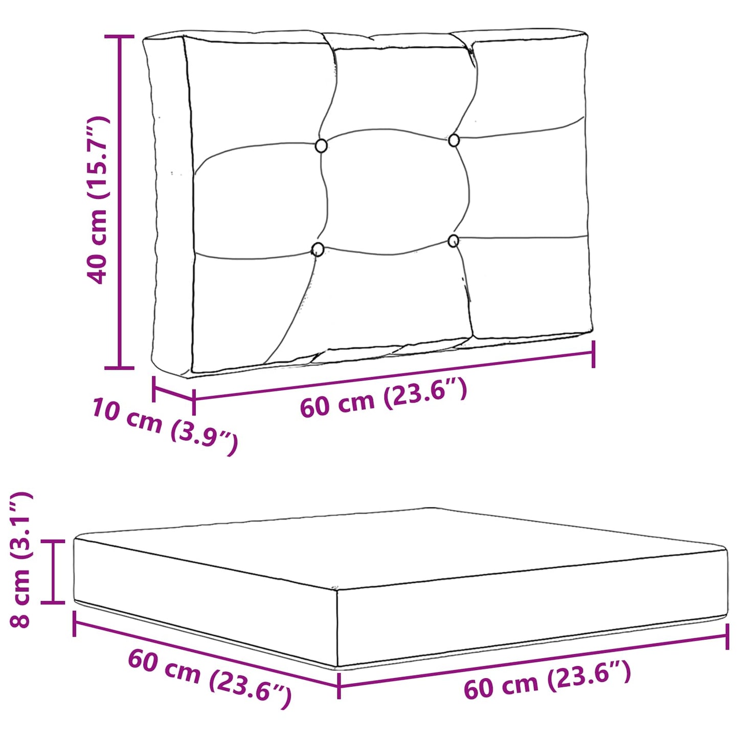 vidaXL Μαξιλάρι Καναπέ Εξωτερικού Χώρου 3 pcs Taupe Πολυεστέρας