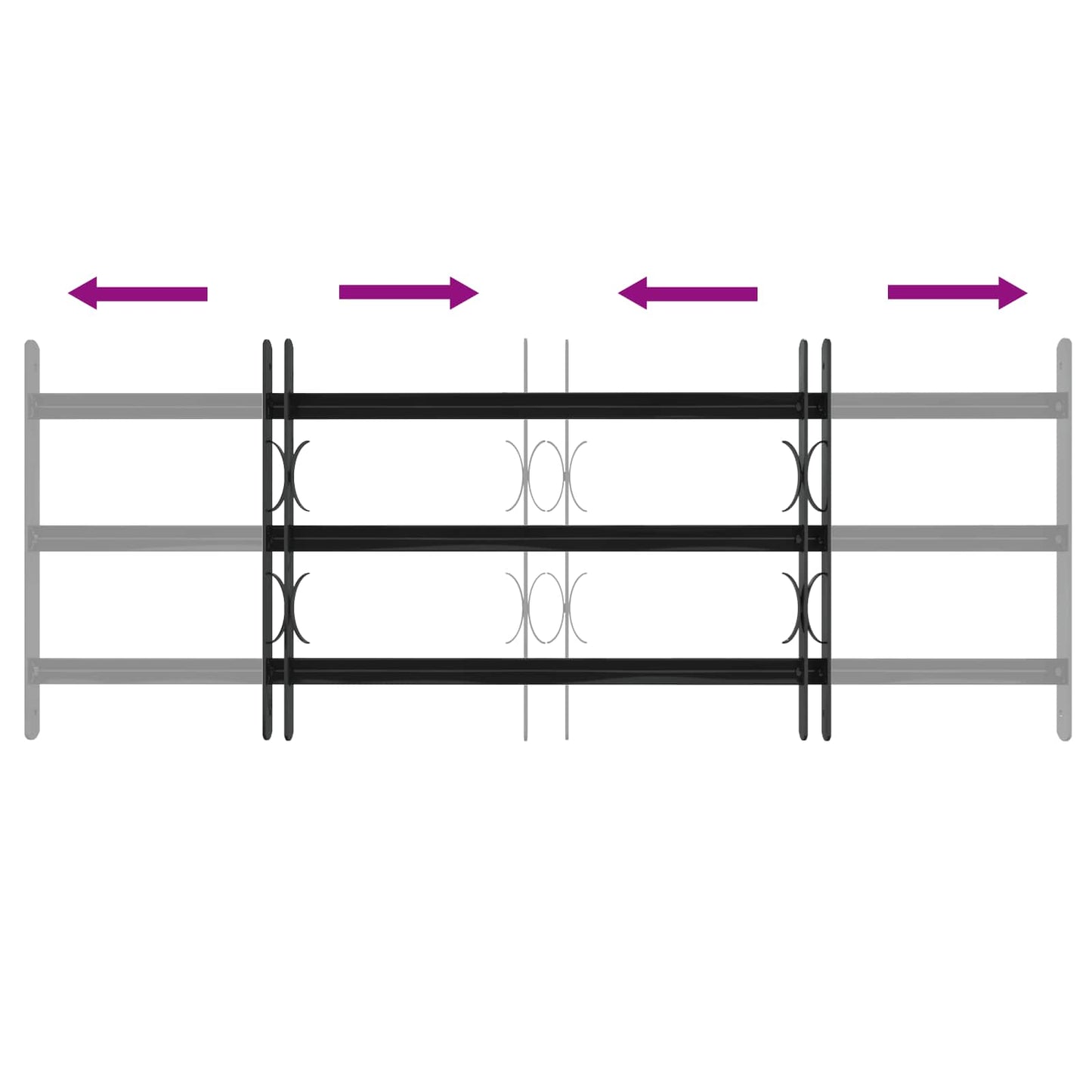 vidaXL Γρίλια Παραθύρου Μαύρο 116 x 45 εκ Χάλυβας με επίστρωση πούδρας