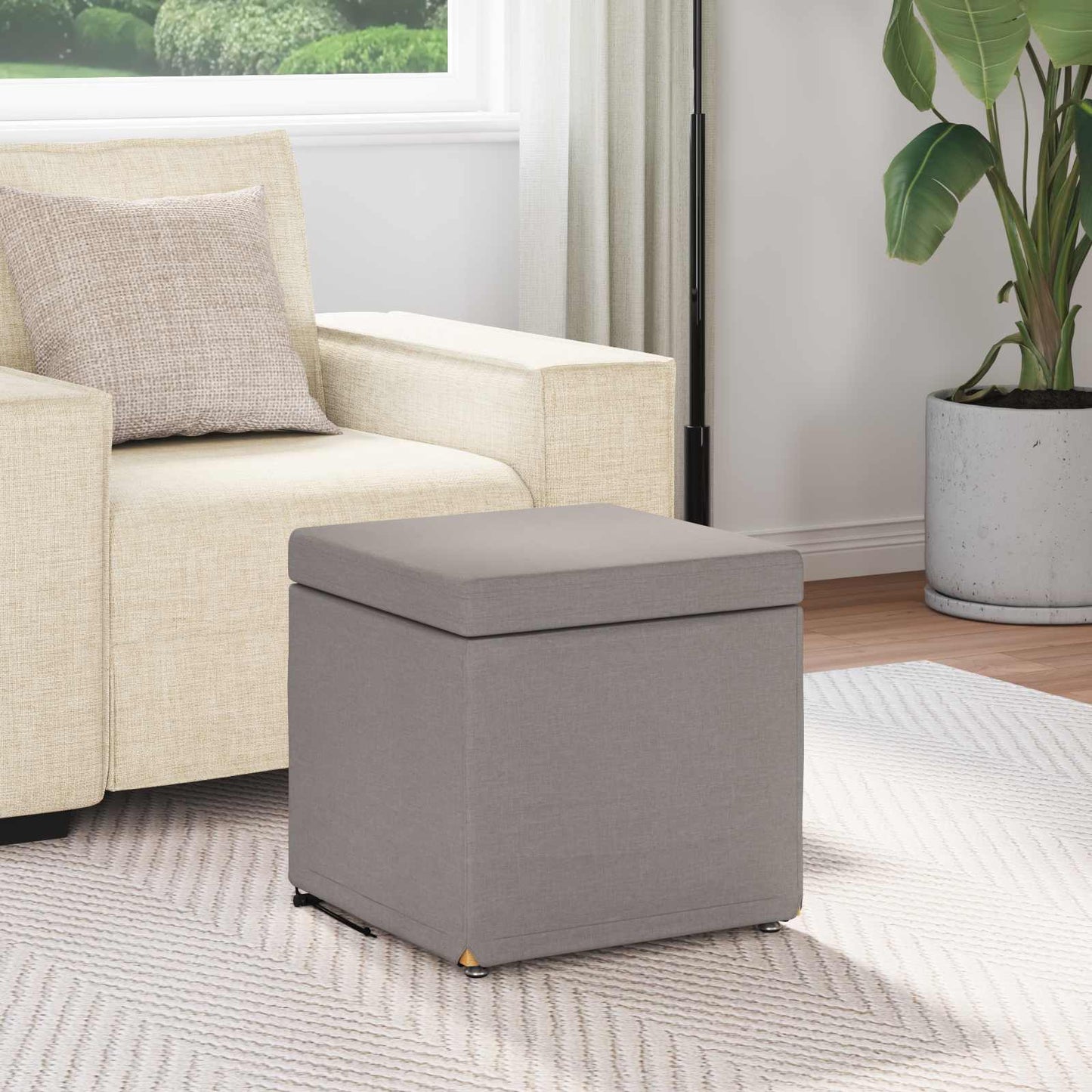 vidaXL Σκαμνί Taupe 41 x 41 x 40 εκ Ύφασμα και Επεξεργασμένο Ξύλο