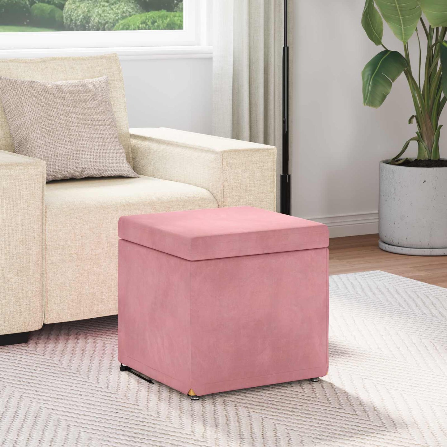 vidaXL Σκαμνί Ροζ 41 x 41 x 40 εκ Βελούδο και Μηχανικά Ξύλα
