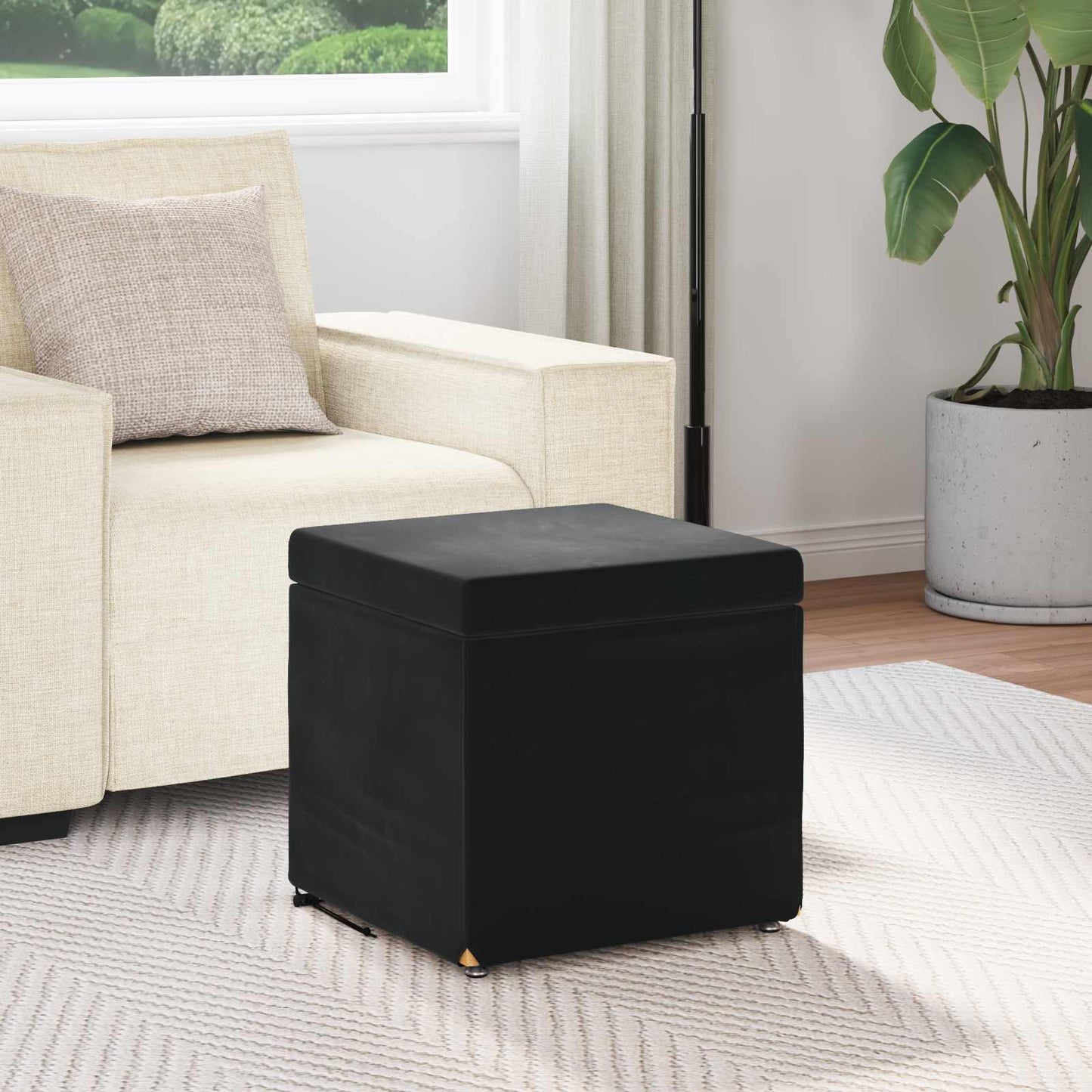 vidaXL Σκαμνί Μαύρο 41 x 41 x 40 εκ Βελούδο και Μηχανικά Ξύλα